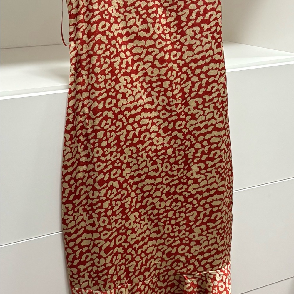 Fashion Nova Red and Cream Leopard Print Dress